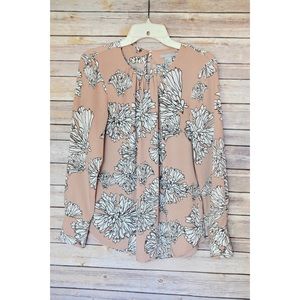 H&M peach and black floral blouse